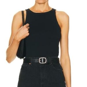 Nili Lotan Jennifer Rib Black Cotton Tank Top Size Medium